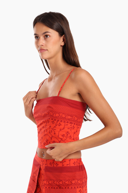 Short top in cotton with adjustable straps